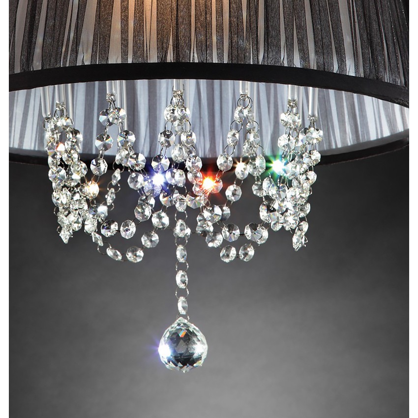 Black Eclipse 3-Lights Crystal Hard-Wired Ceiling Lamp 19"