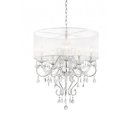 Evangelia 5-Lights Single Shade Crystal Hard-Wired Ceiling Lamp 31.5