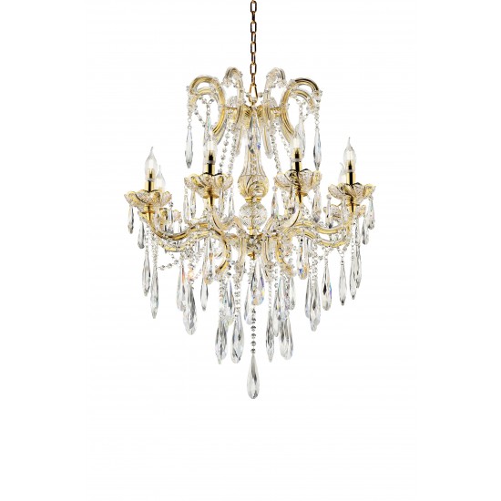 Luminere Crystal Matte Gold 8-Lights Led Hard-Wired Chandelier 35