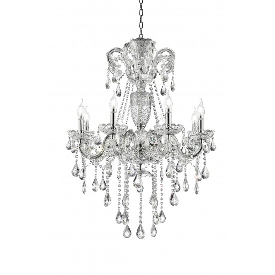 Eilish Silver Crystal 8-Lights Led Hard-Wired Chandelier 37