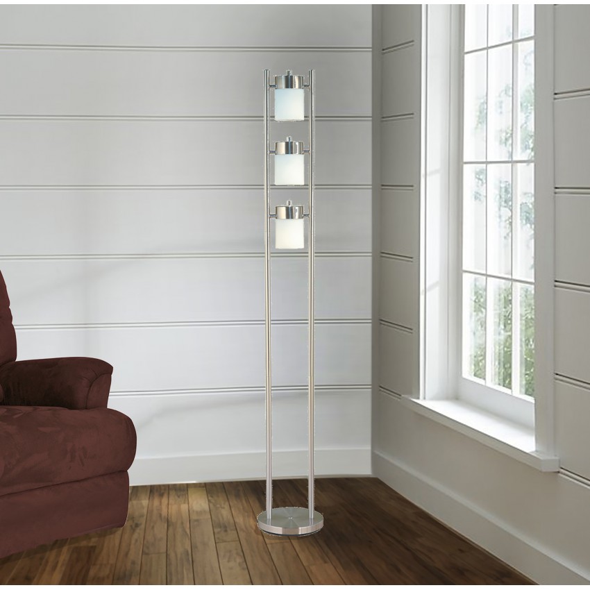 3-Light Adjustable Floor Lamp - White