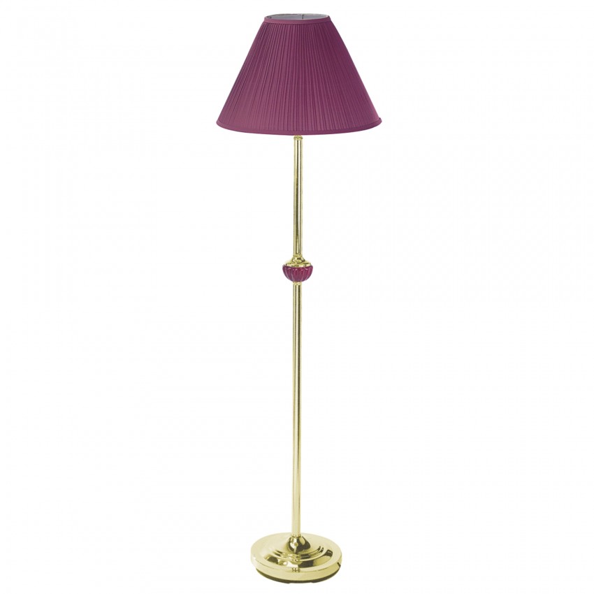 Burgundy Ceramic/Brass Floor Lamp 60"