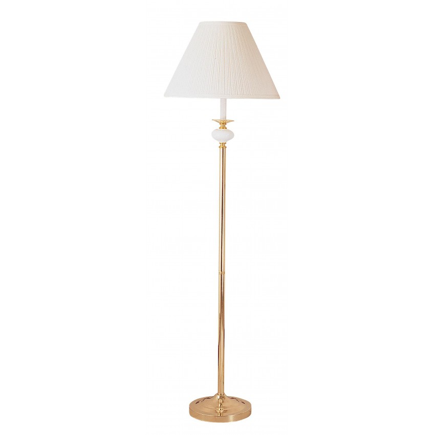 Ivory Ceramic/Brass Floor Lamp 60"