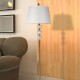 Brushed Silver Contemporary Glass Orb Metal Floor Lamp 62"