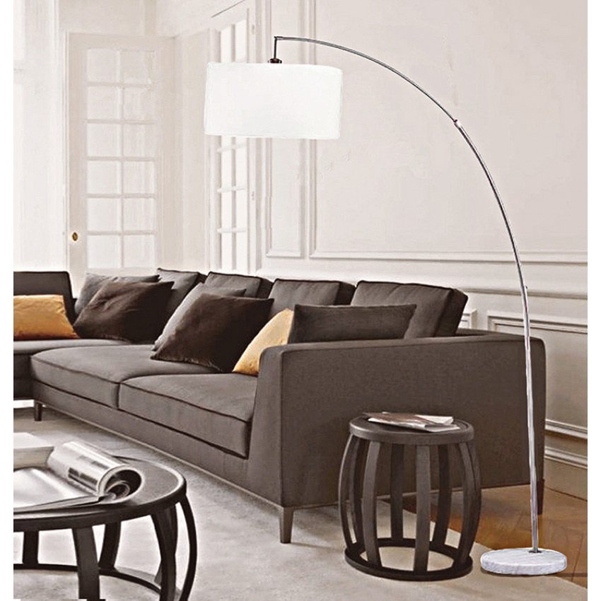 Allegro Silver Arc White Marble Floor Lamp 86"