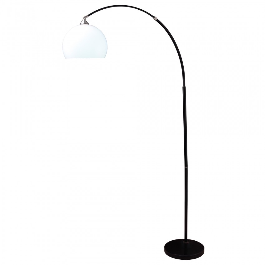 Modern Black Arc Floor Lamp On Black Marble Base 76"