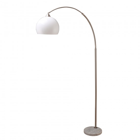 Modern Silver Arc Floor Lamp On White Marble Base 76