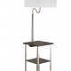 Dru Square Side Table W/ Brush Silver Floor Lamp & Charging And Usb Station 58"