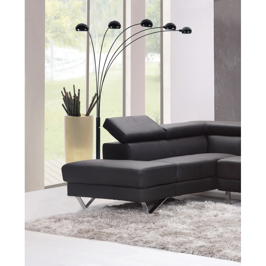 5 Lite Arm Urban Black Arc Dimmable Metal  Floor Lamp 84" Inch