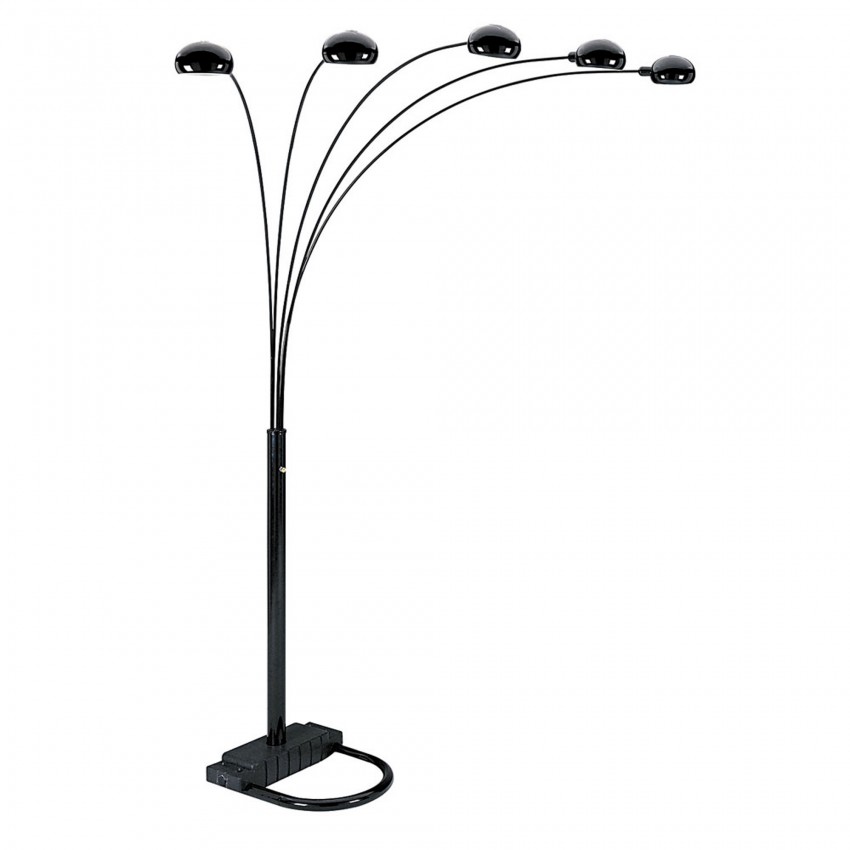 5 Lite Arm Urban Black Arc Dimmable Metal  Floor Lamp 84" Inch