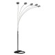 5 Lite Arm Urban Brushed Silver Arc Dimmable Metal Floor Lamp 84" Inch