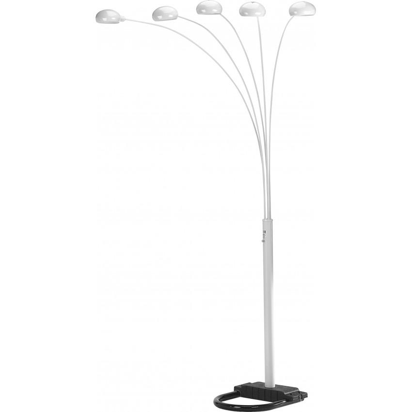 5 Lite Arm Urban White Arc Dimmable Metal Floor Lamp 84" Inch