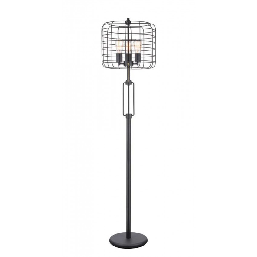 Powder Coated Industrial Cage 3 Light Edison Floor Lamp 63"