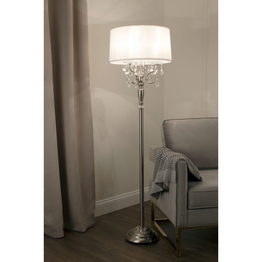 Augustus Brushed Silver 3 Light Candelabra Floor Lamp 62"