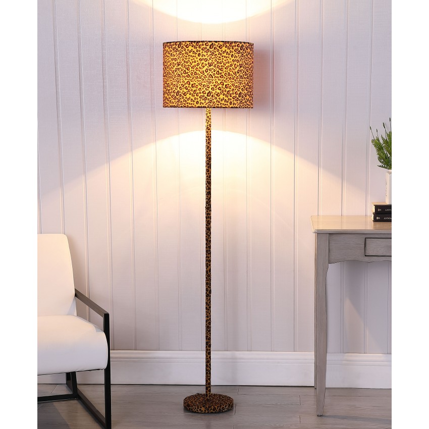 Faux Suede Leopard Print Floor Lamp 59"