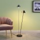 Led Double G-9 Matte Powder Black/Silver Redman Brushed Nickel Floor Lamp 47.5"