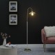 Industrial Farm Pendant Cage Satin Matte Gold/White Metal Floor Lamp 64.25"