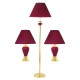 Burgundy Ceramic/Brass Table And Floor Lamp Set Of 3