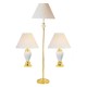 Ivory Ceramic/Brass Table And Floor Lamp Set Of 3