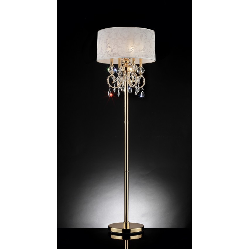 Aurora Barocco Shade Crystal Gold Floor Lamp 63"