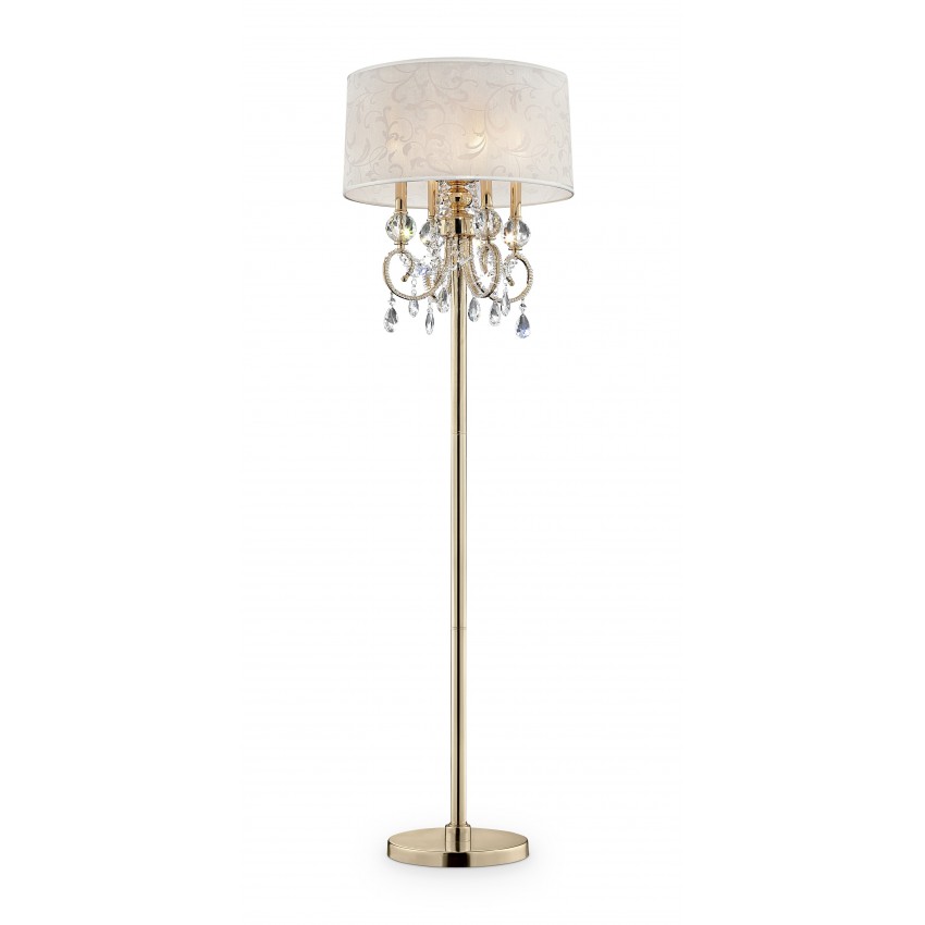 Aurora Barocco Shade Crystal Gold Floor Lamp 63"