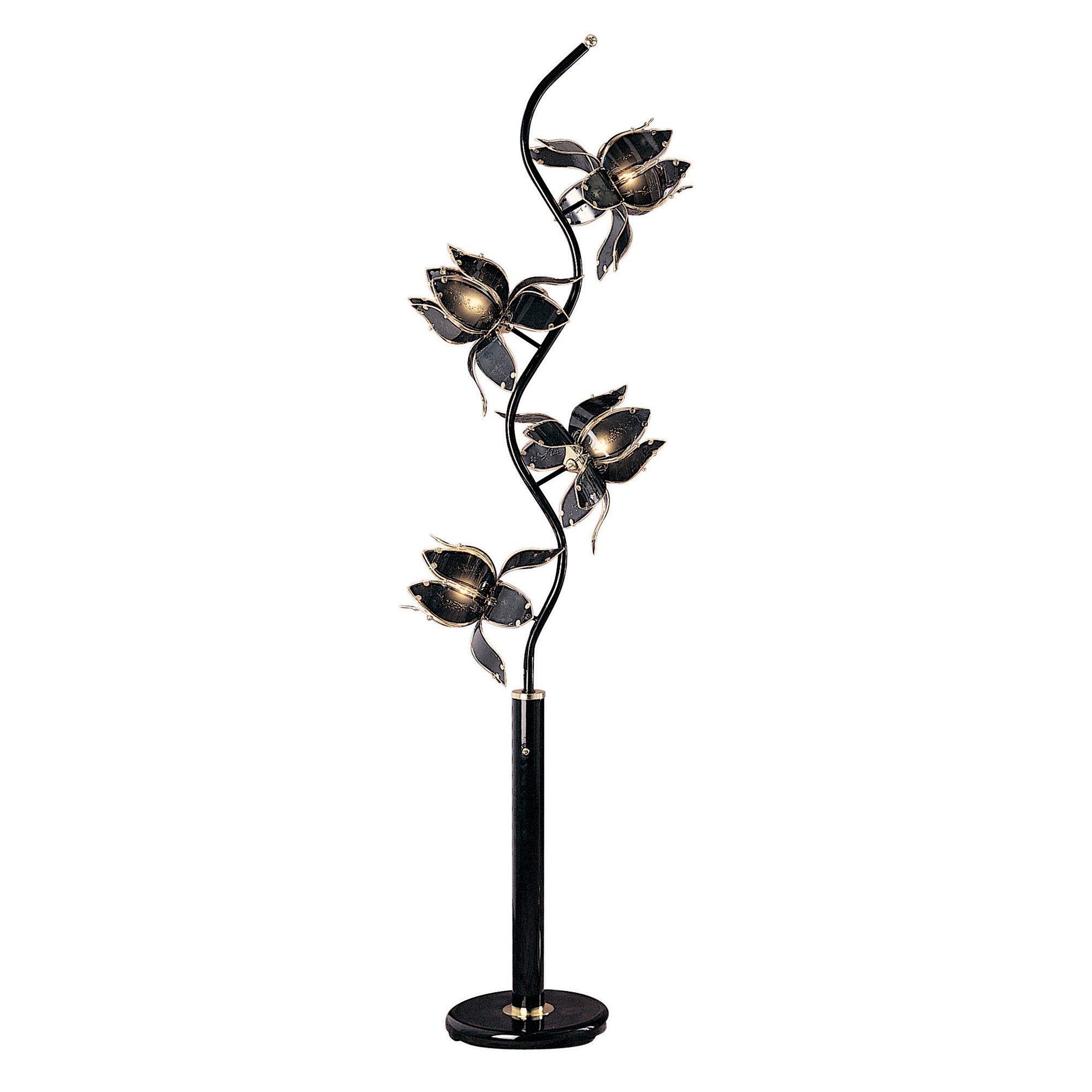 ORE International 73 in. Gold Floral Etch Glass Tree Garden White