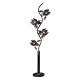 4-Light Smoke Floral Etch Glass Tree Garden Black Metal Floor Lamp 73"