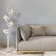 4-Light White Floral Etch Glass Tree Garden White Metal Floor Lamp 73"