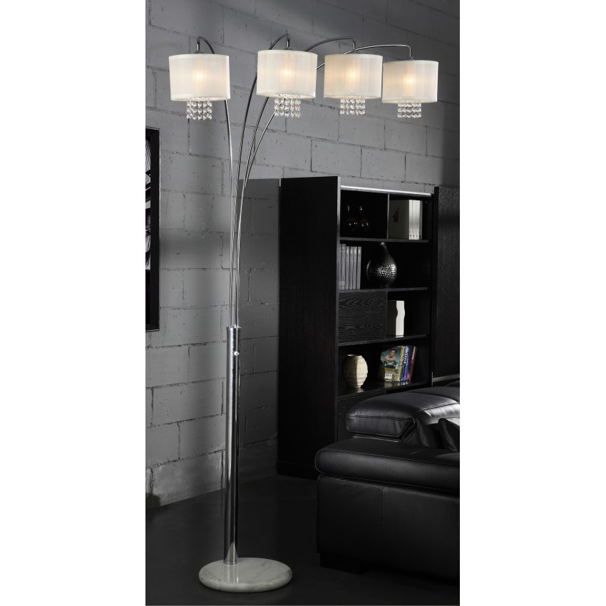 Simple Elegance 4-Lights Crystal Arch Floor Lamp On Marble Base 84"