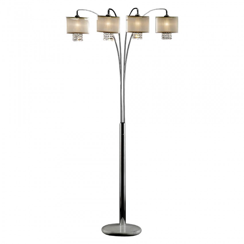 Simple Elegance 4-Lights Crystal Arch Floor Lamp On Marble Base 84"