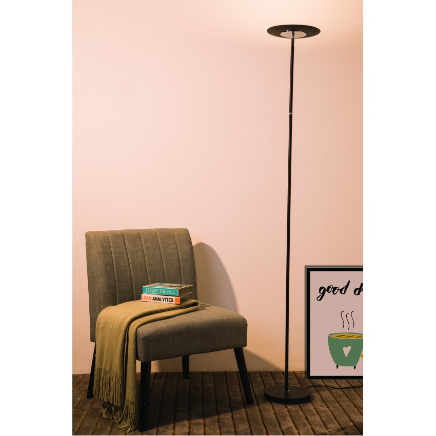 Linea Led Adj Torchiere Satin Black Floor Lamp 72"