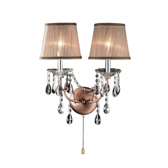Rosie Rose Copper Crystal Hard-Wired Wall Sconces 17