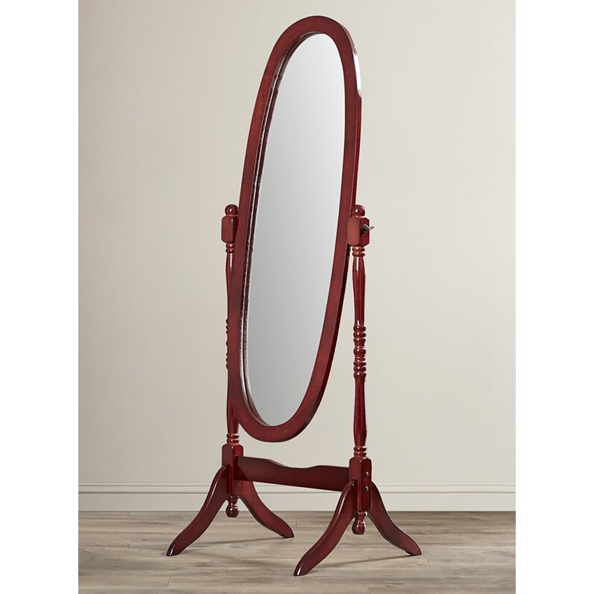 Cherry Oval Cheval Standing Mirror 59.25"