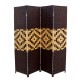 Handcrafted Paper Straw Two Tone Diamond Woven 4 Panel Room Divider - Espresso/Natural
