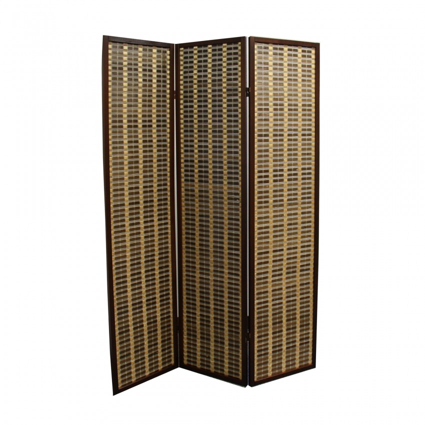 Bamboo Screen 3 Panel Room Divider - Dark Walnut