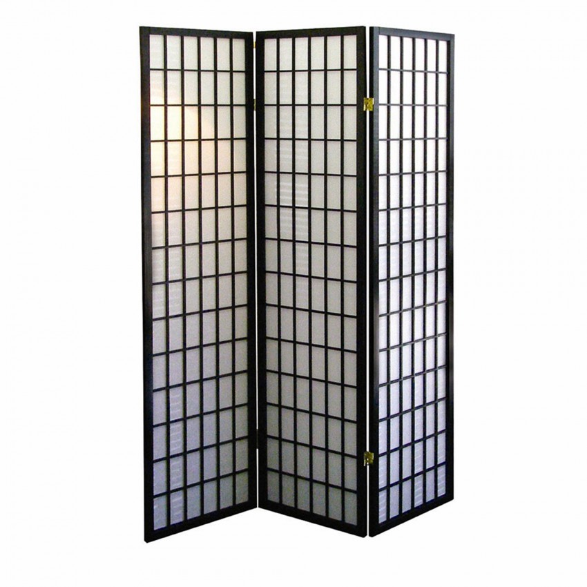 Shoji 3 Panel Room Divider - Black