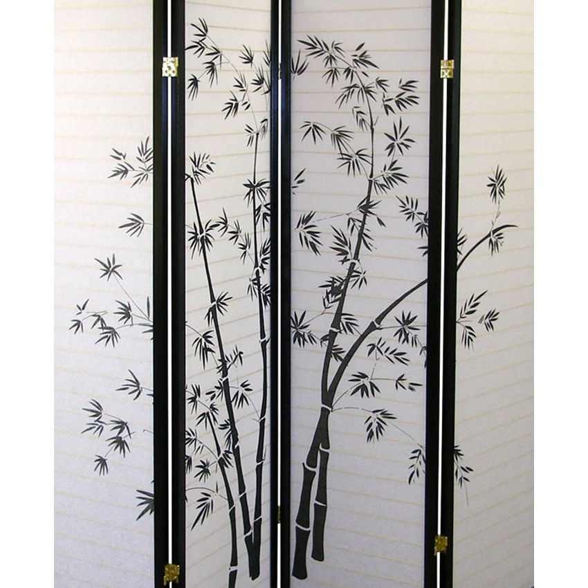Bamboo Tree Print 4 Panel Room Divider