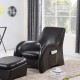 Solo Brown Manufactured Leather Sofa Chair + Ottoman Leg Rest 35" Solo Brown Manufactured Leather Sofa Chair + Ottoman Leg Rest 35"