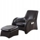Solo Brown Manufactured Leather Sofa Chair + Ottoman Leg Rest 35" Solo Brown Manufactured Leather Sofa Chair + Ottoman Leg Rest 35"