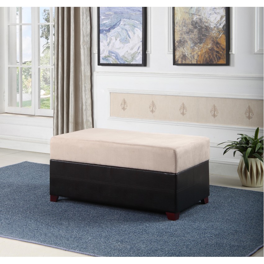 Brown/Beige Storage Bench W/ 5 Extra Seatings 20"
