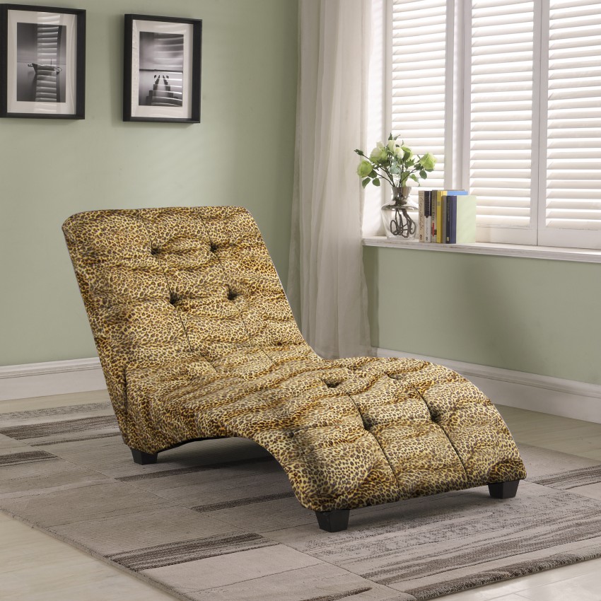 Leopard Print Tufted Media Lounge Chaise Chair