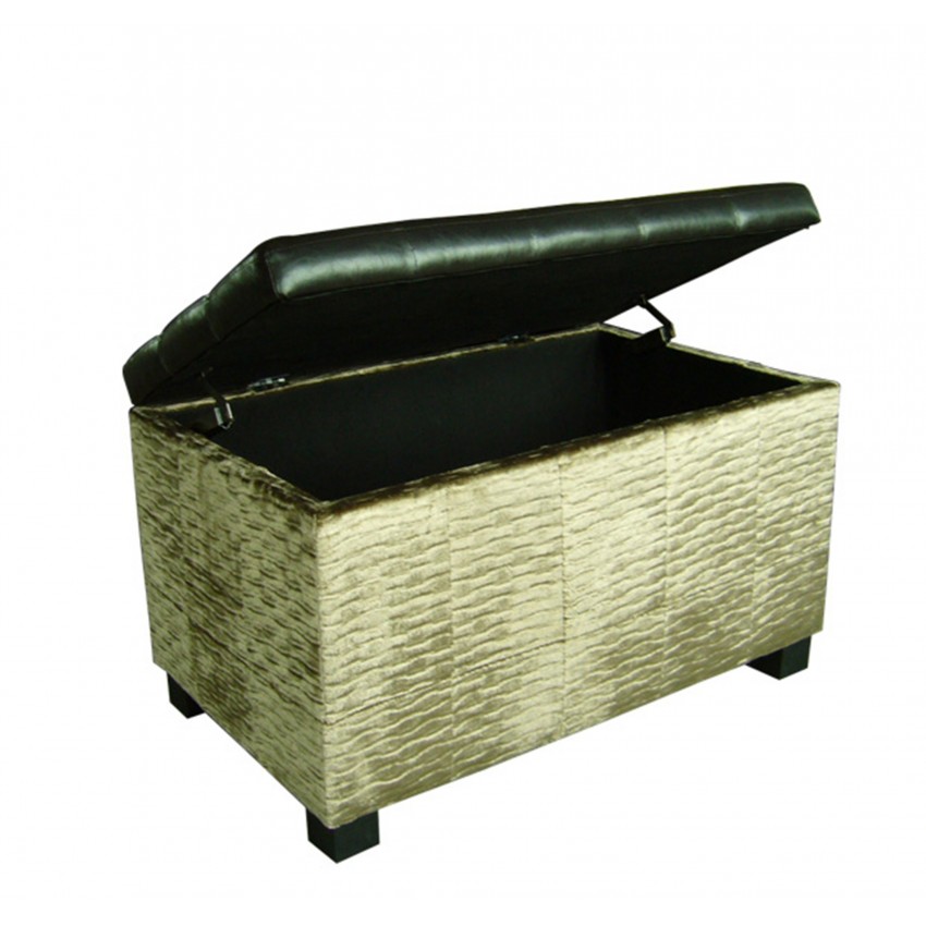 Beige Wave Texture Brown Seating Storage Bench 16