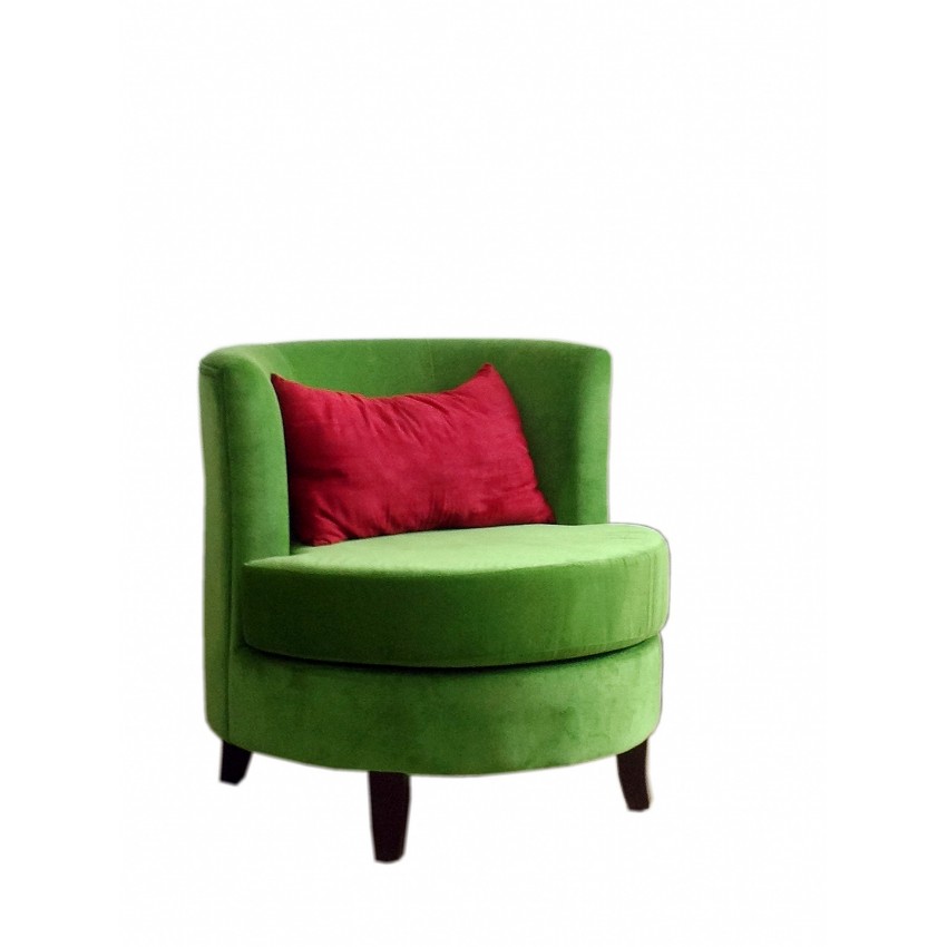 Green Round Accent Chair W/ Red Pillow 30.5"
