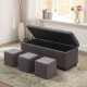 Tufted Gray Storage Bench + 3 Pcs Ottoman Seating 18"