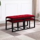 Red Suede Tufted Metal Bench W/ 2 Seatings 20.5"