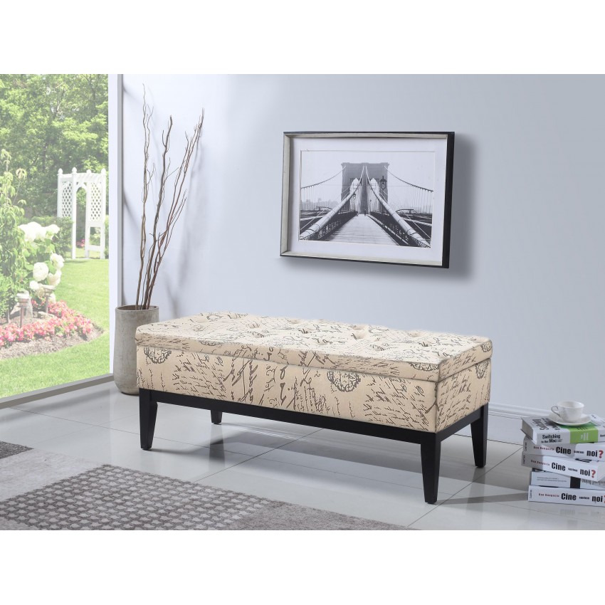 Old World Beige Dual Lift Storage Bench 19.5"