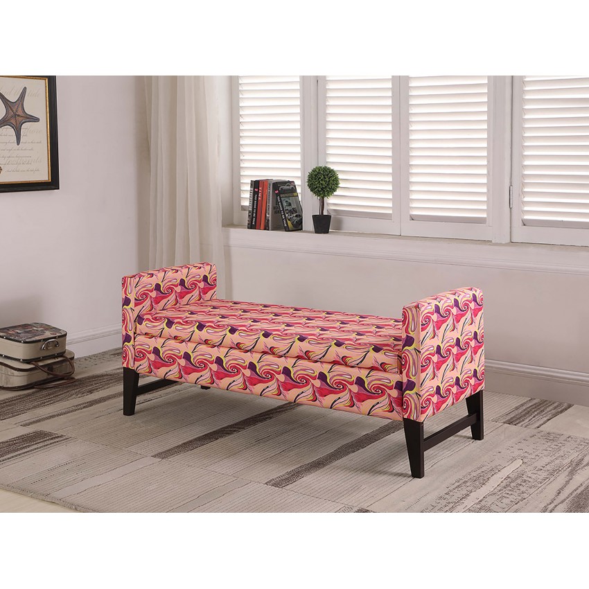 Hot Pink Geometric Print Storage Bench 24"