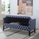 Diagonal Maroccan Stripes Denim Blue Storage Bench 23.5"