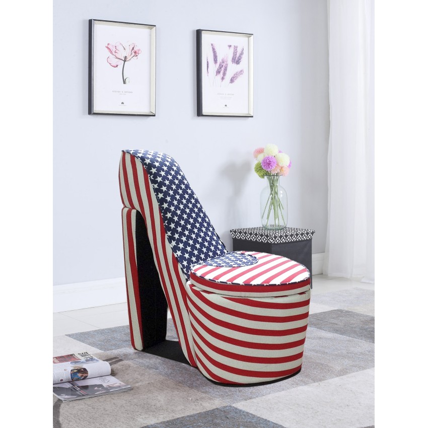 Patriotic Blue Star High Heel Storage Chair 32.86"