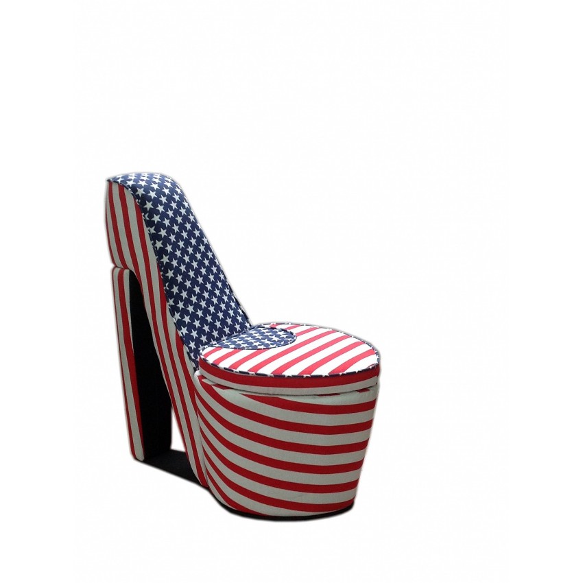 Patriotic Blue Star High Heel Storage Chair 32.86"